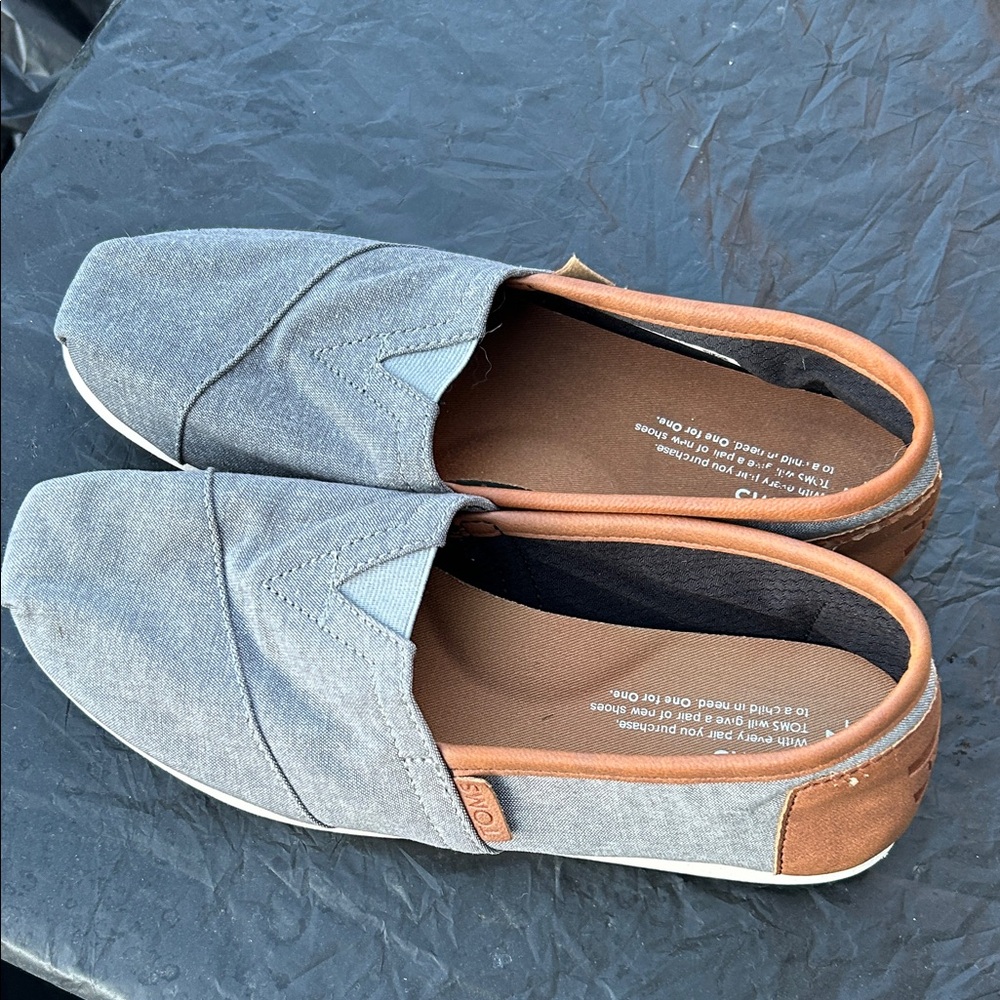 Toms Blue and Brown Slip-On Loafers